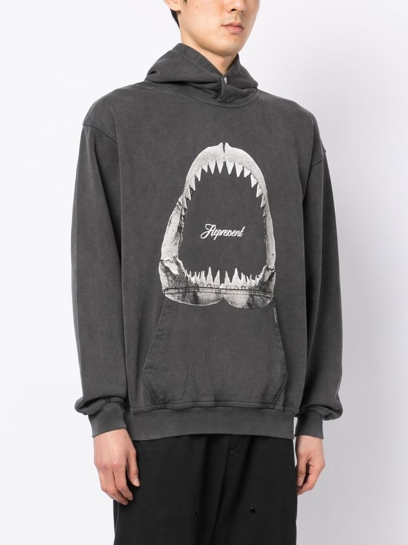 Grey Shark Jaws Cotton Hoodie