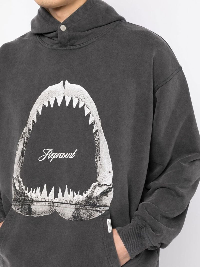 Grey Shark Jaws Cotton Hoodie