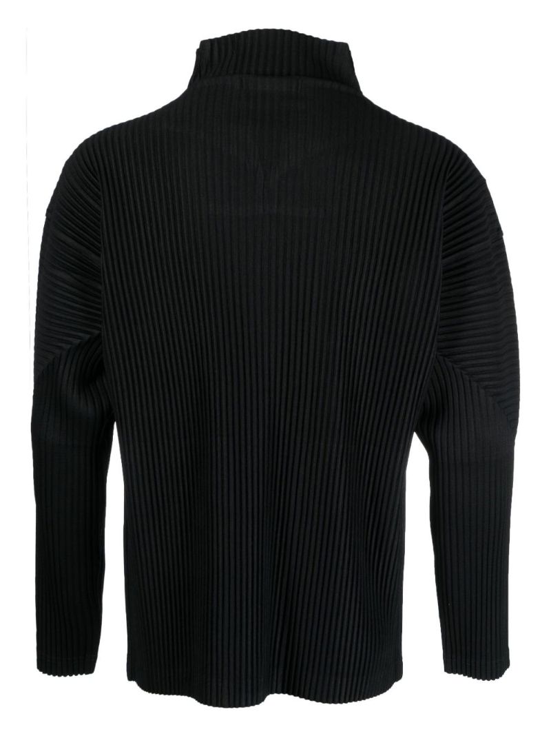 Black Micro Pleated Zip-up Jacket