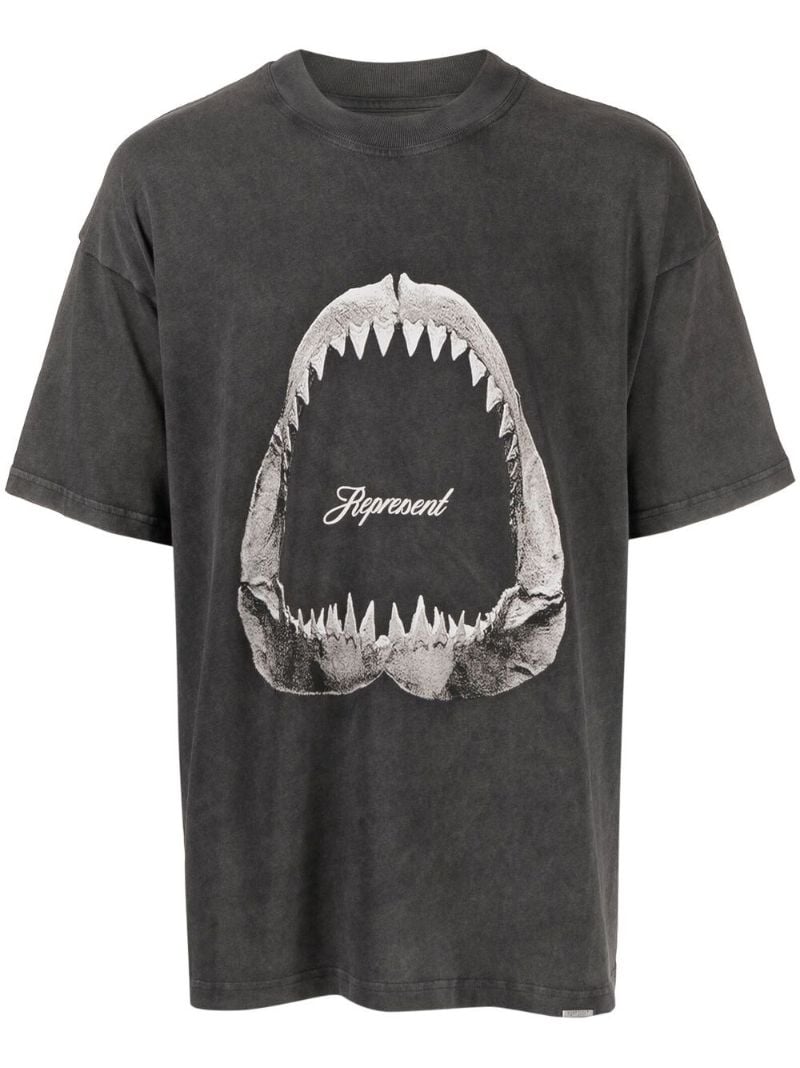 Grey Shark Jaws Cotton T-shirt