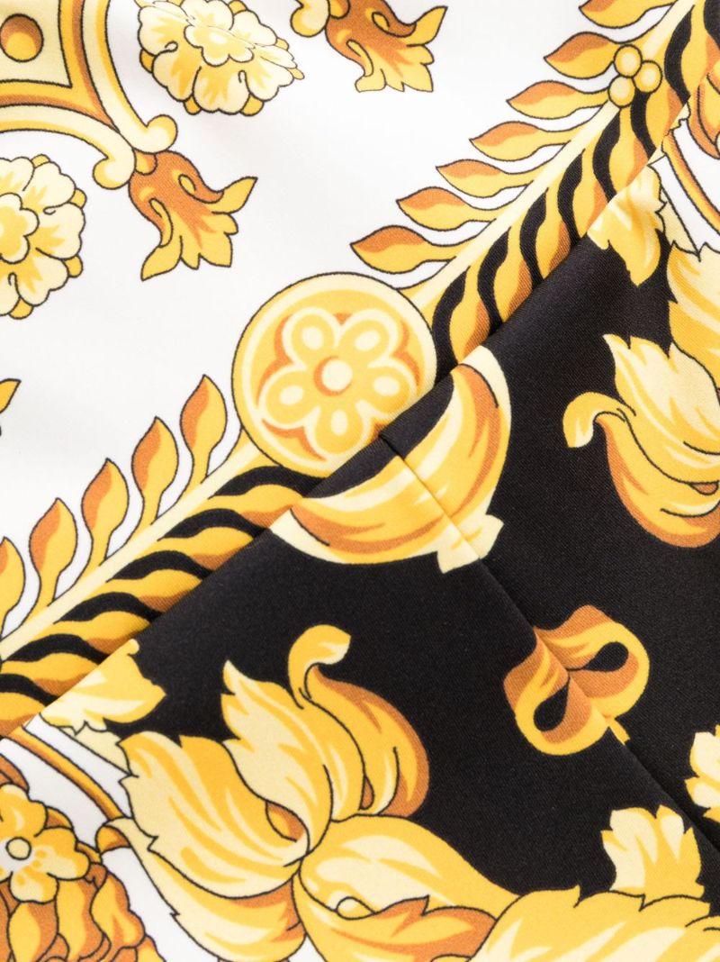 White Barocco Print Leggings
