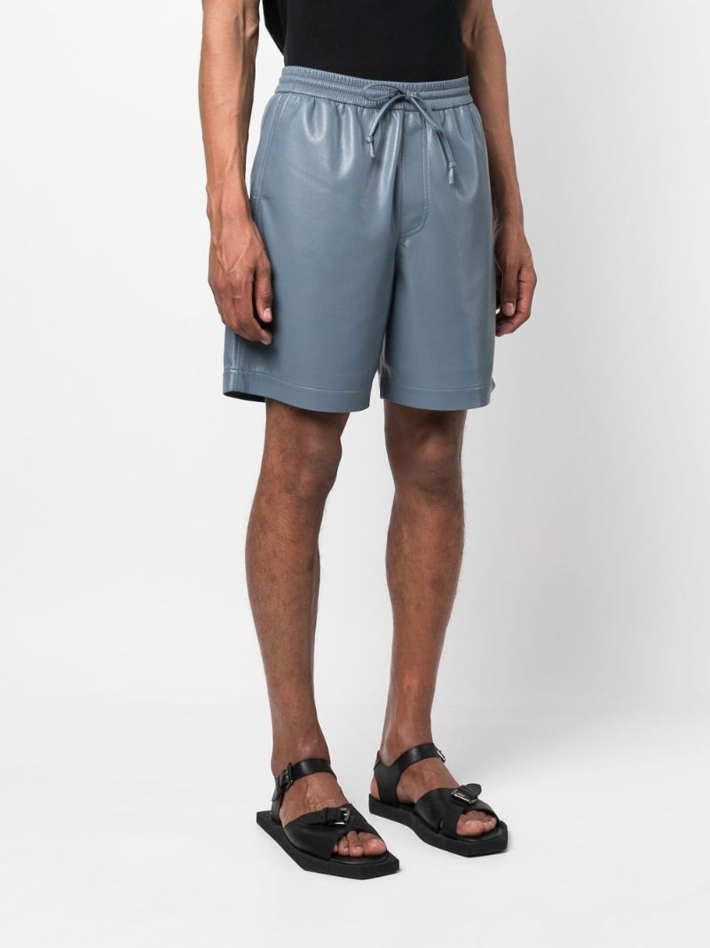 Blue Faux Leather Track Shorts