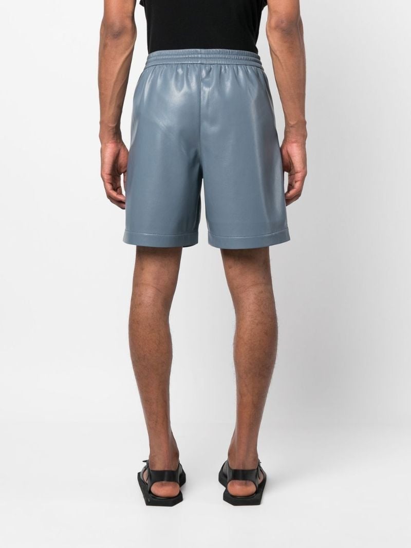 Blue Faux Leather Track Shorts