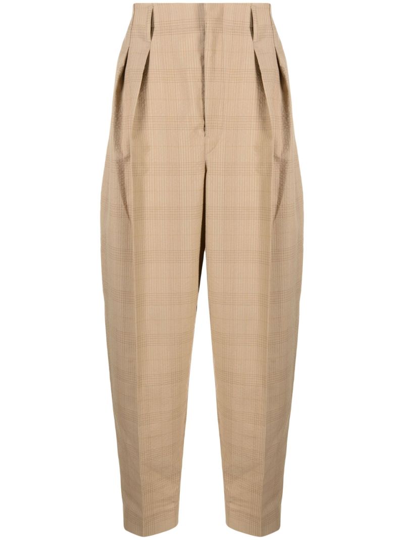 Neutral Seersucker Wool Tapered Trousers