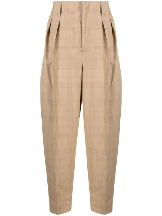 Neutral Seersucker Wool Tapered Trousers