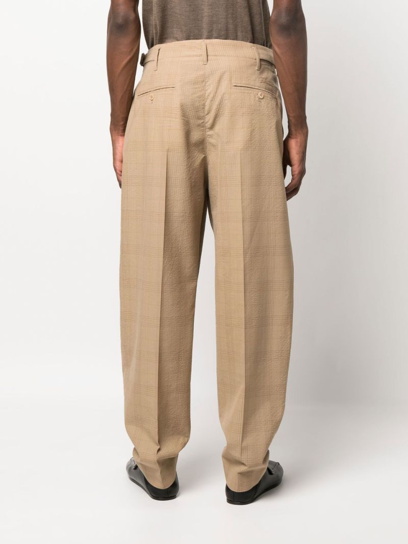 Neutral Seersucker Wool Tapered Trousers