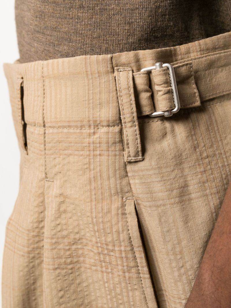 Neutral Seersucker Wool Tapered Trousers