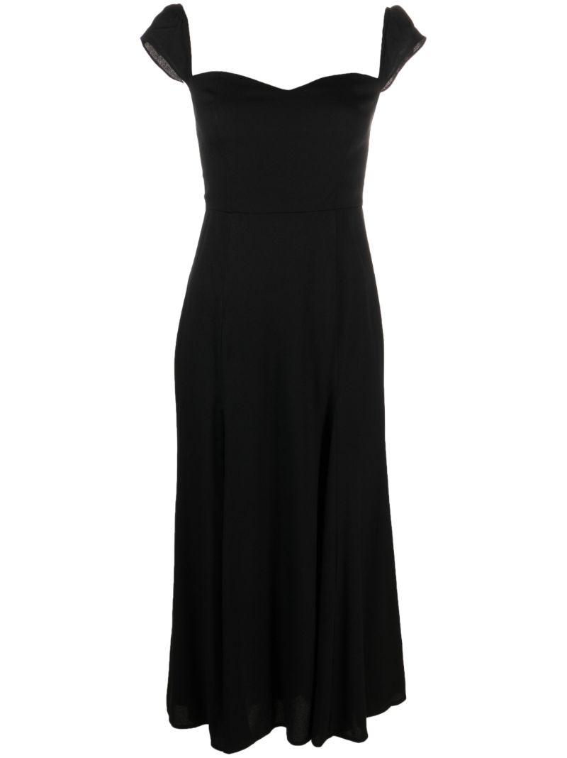 Black Sweetheart Neckline Midi Dress