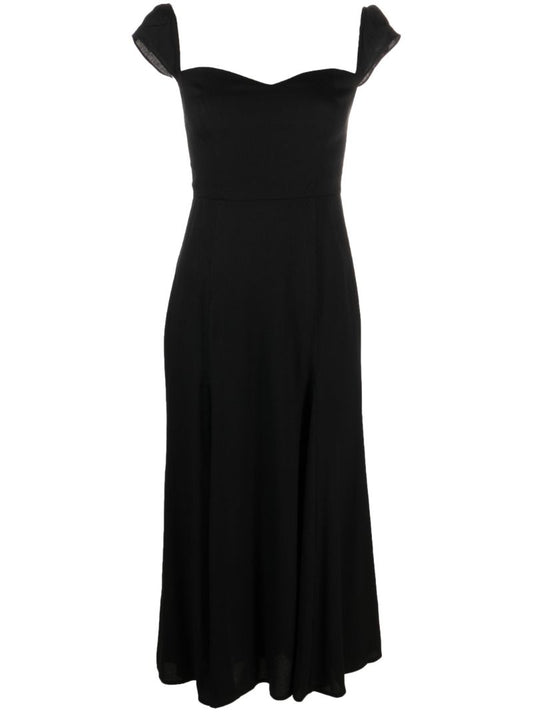 Black Sweetheart Neckline Midi Dress