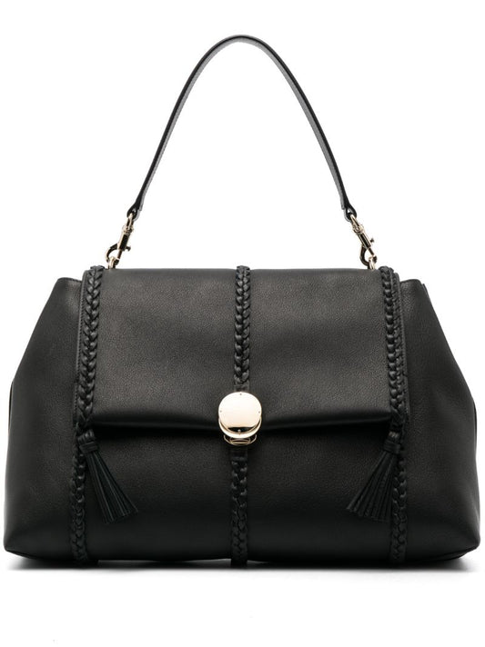 Black Penelope Leather Tote Bag