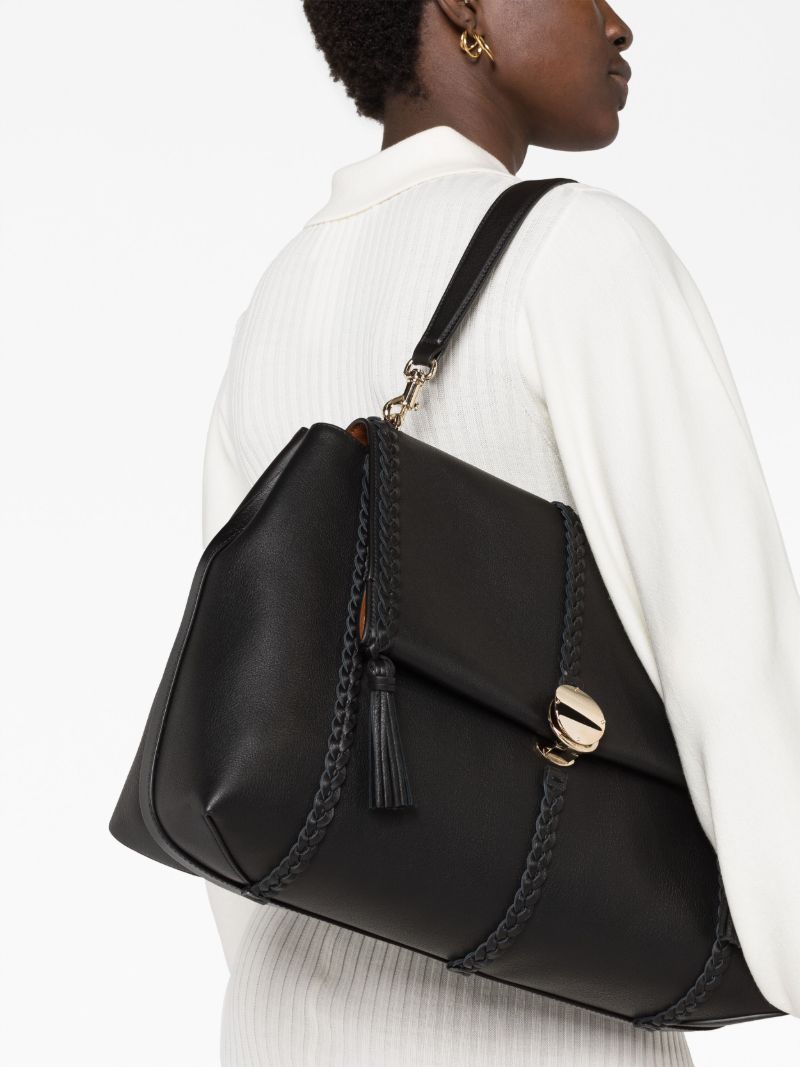 Black Penelope Leather Tote Bag