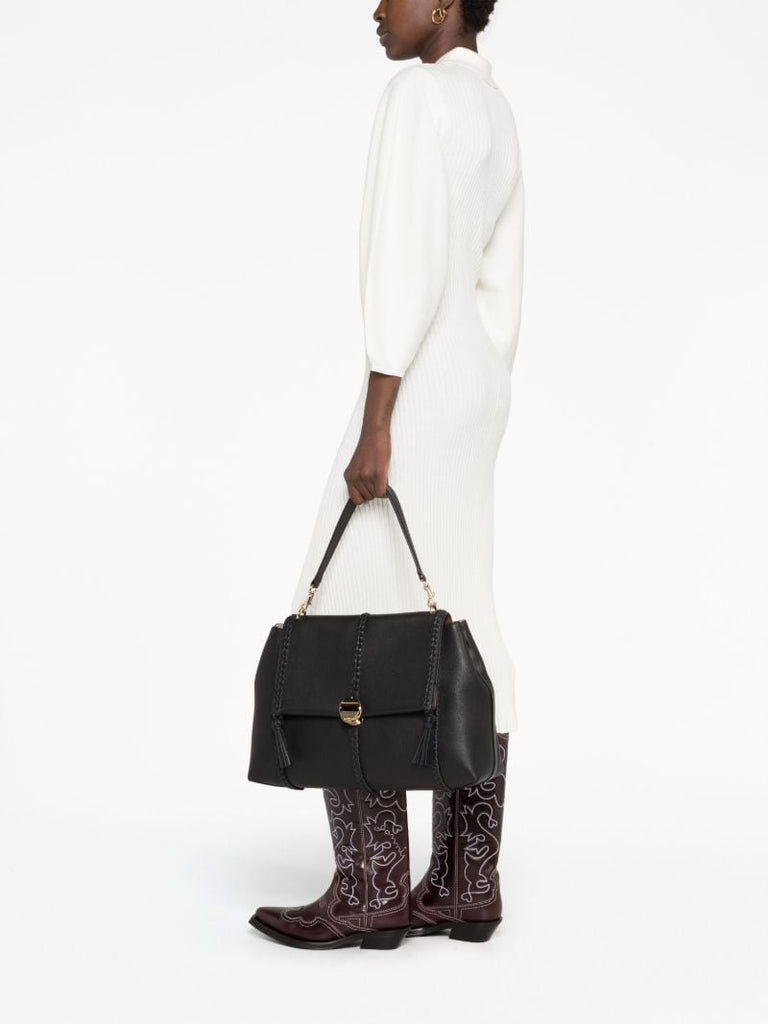 Black Penelope Leather Tote Bag