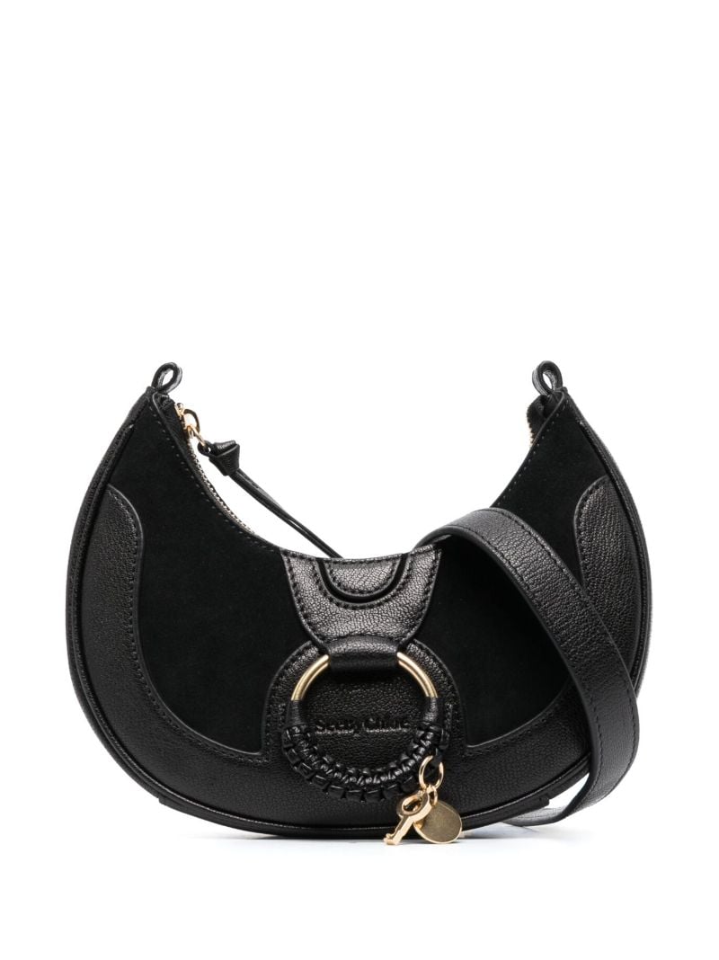 Black Hana Half Moon Leather Bag