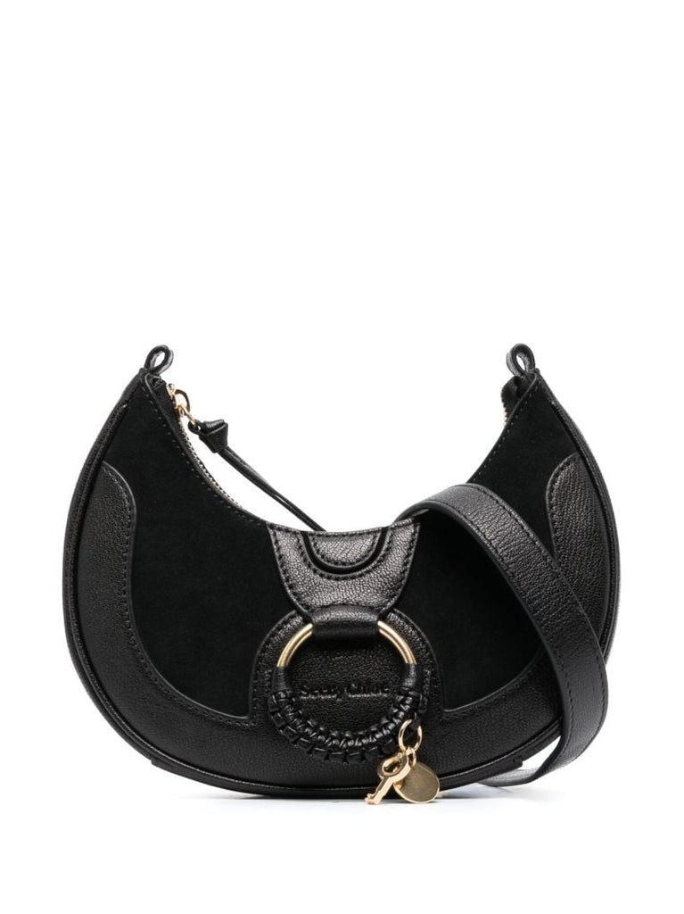 Black Hana Half Moon Leather Bag