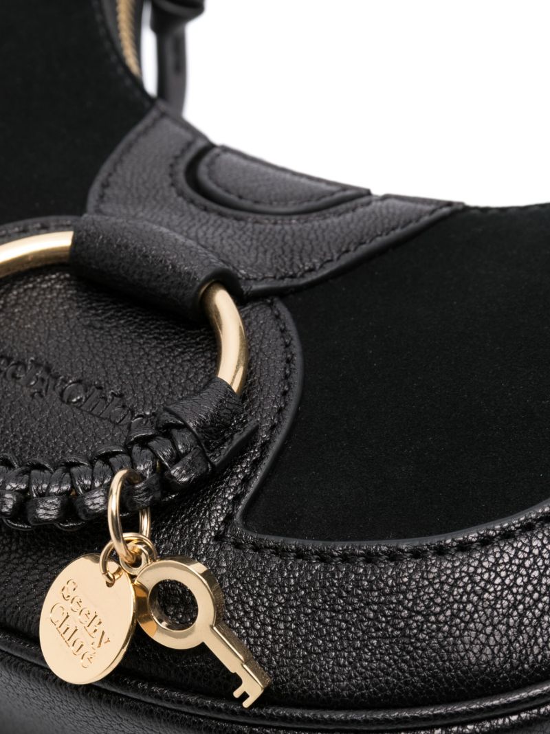 Black Hana Half Moon Leather Bag