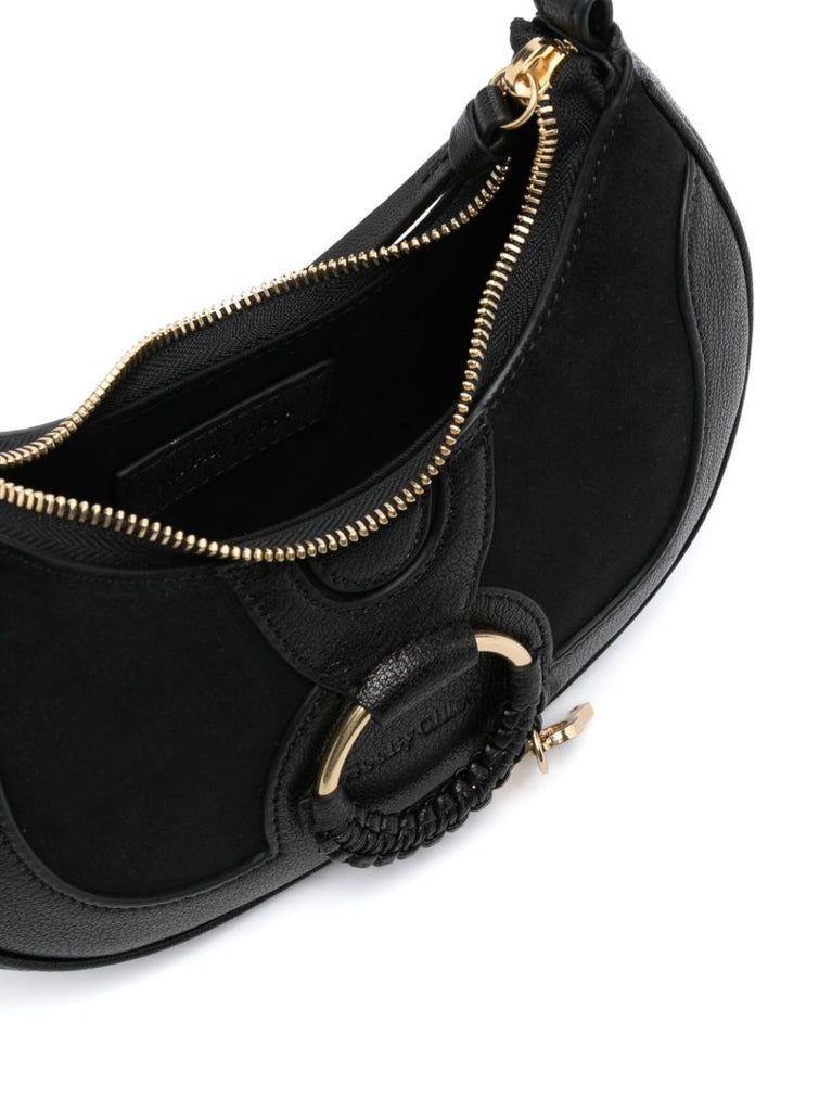 Black Hana Half Moon Leather Bag