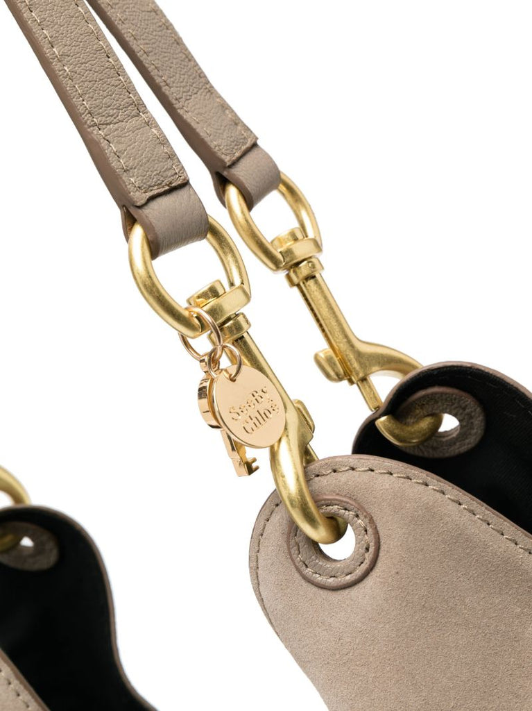 Neutral Hana Suede Shoulder Bag