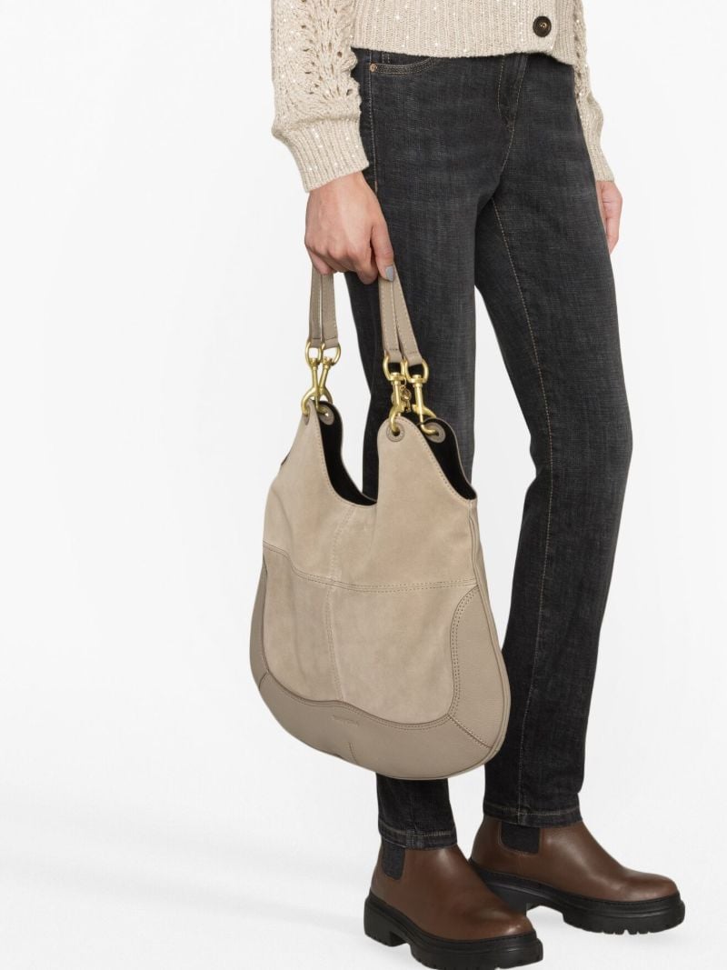 Neutral Hana Suede Shoulder Bag