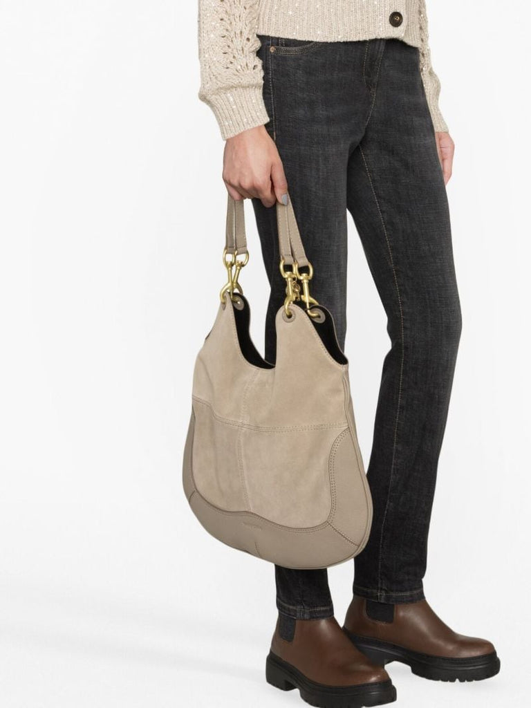 Neutral Hana Suede Shoulder Bag