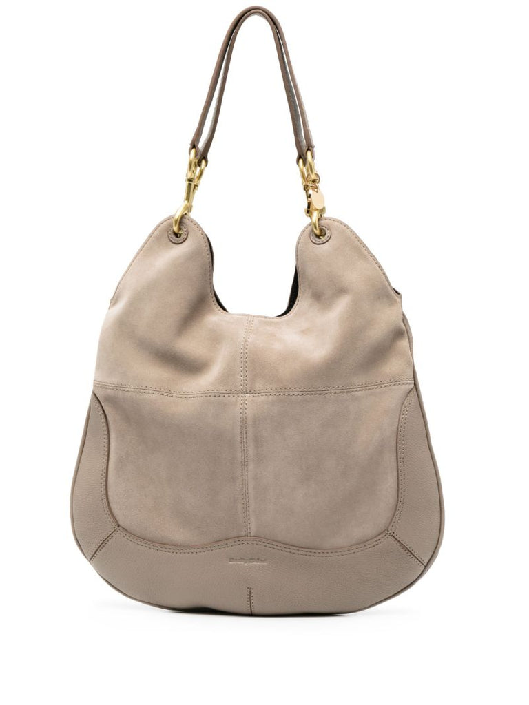 Neutral Hana Suede Shoulder Bag