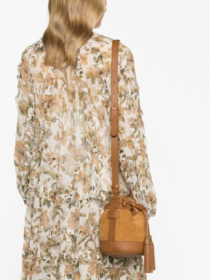 Brown Vicki Small Suede Bucket Bag