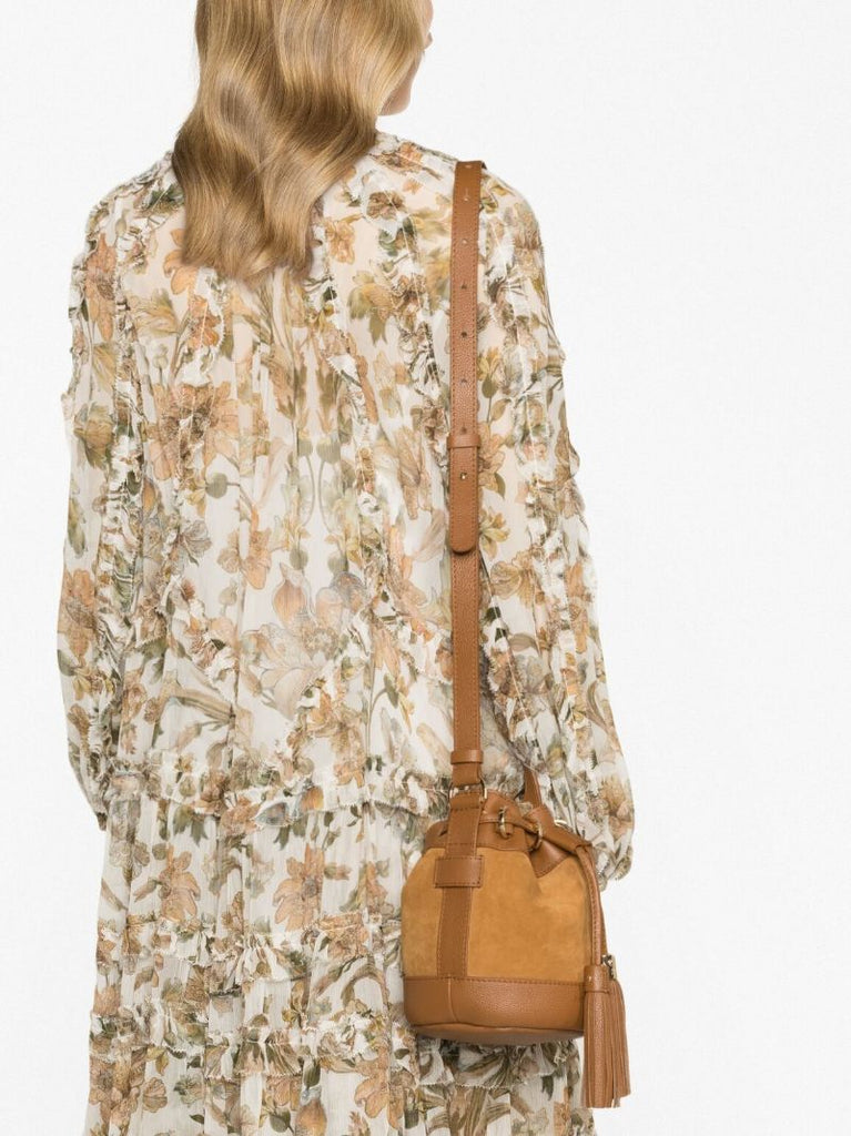 Brown Vicki Small Suede Bucket Bag