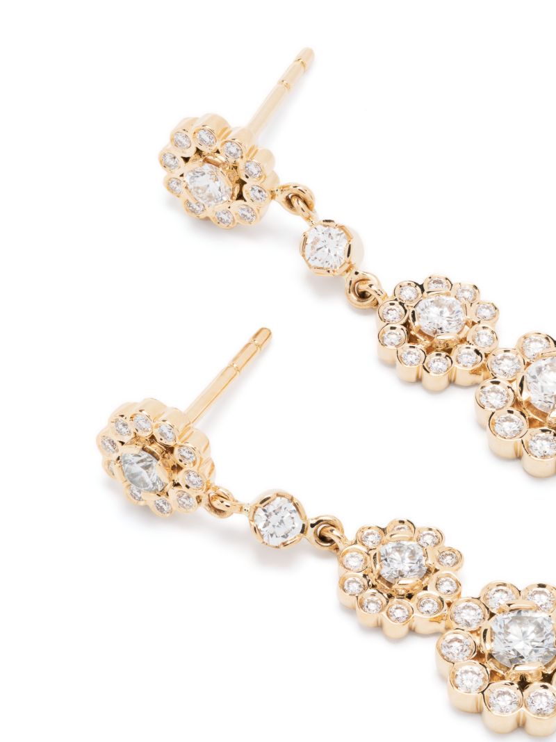 18k Yellow Gold Le Soleil Et Ses Fleurs Diamond Drop Earrings