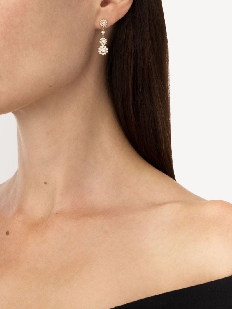 18k Yellow Gold Le Soleil Et Ses Fleurs Diamond Drop Earrings