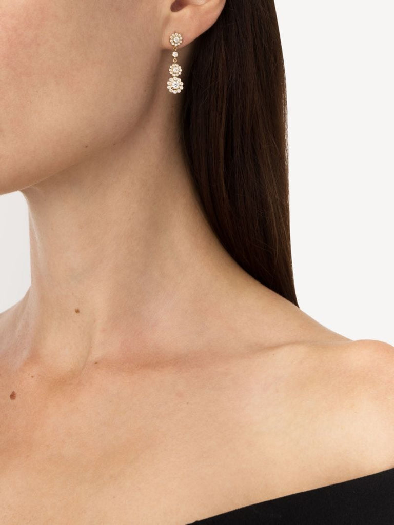 18k Yellow Gold Le Soleil Et Ses Fleurs Diamond Drop Earrings