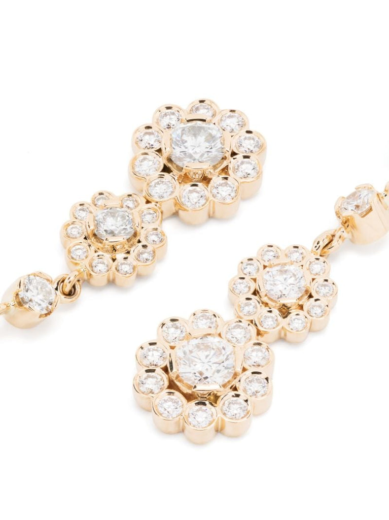 18k Yellow Gold Le Soleil Et Ses Fleurs Diamond Drop Earrings