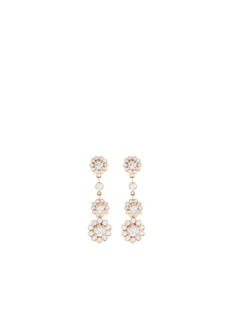 18k Yellow Gold Le Soleil Et Ses Fleurs Diamond Drop Earrings