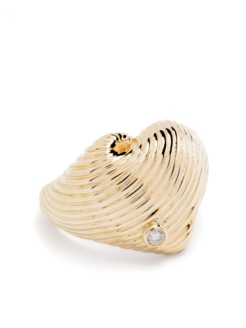 9k Yellow Gold Chevaliere Coeur Diamond Ring