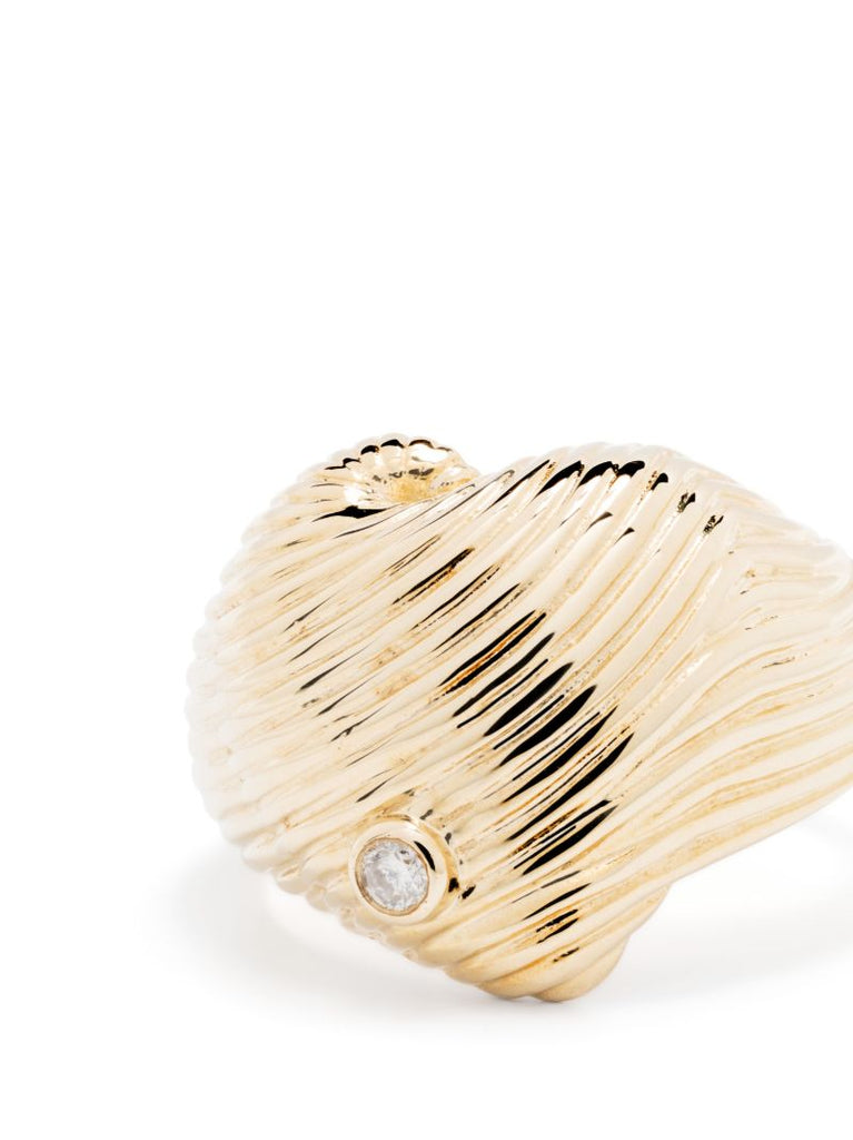 9k Yellow Gold Chevaliere Coeur Diamond Ring