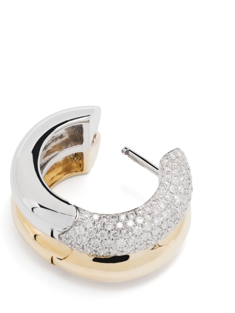 9kt Yellow and White Gold Double Hoop Diamond Earrings