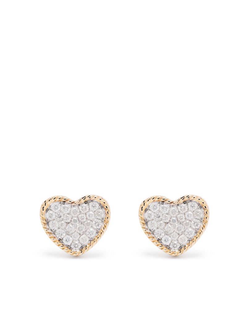 9k Yellow Gold Heart Diamond Stud Earrings