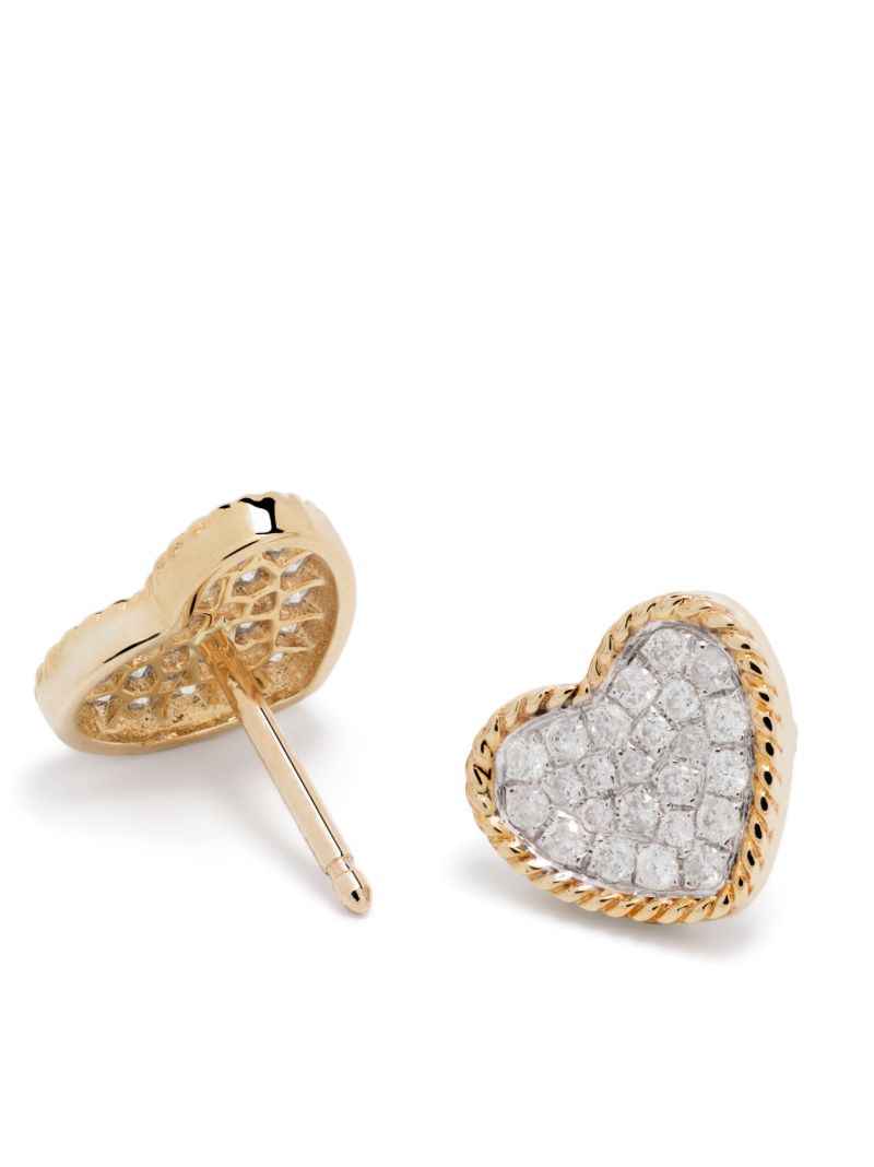 9k Yellow Gold Heart Diamond Stud Earrings