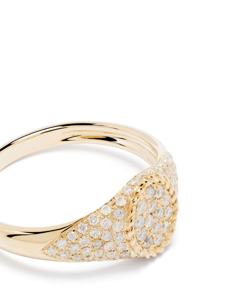 9k Yellow Gold Baby Chevalier Diamond Signet Ring