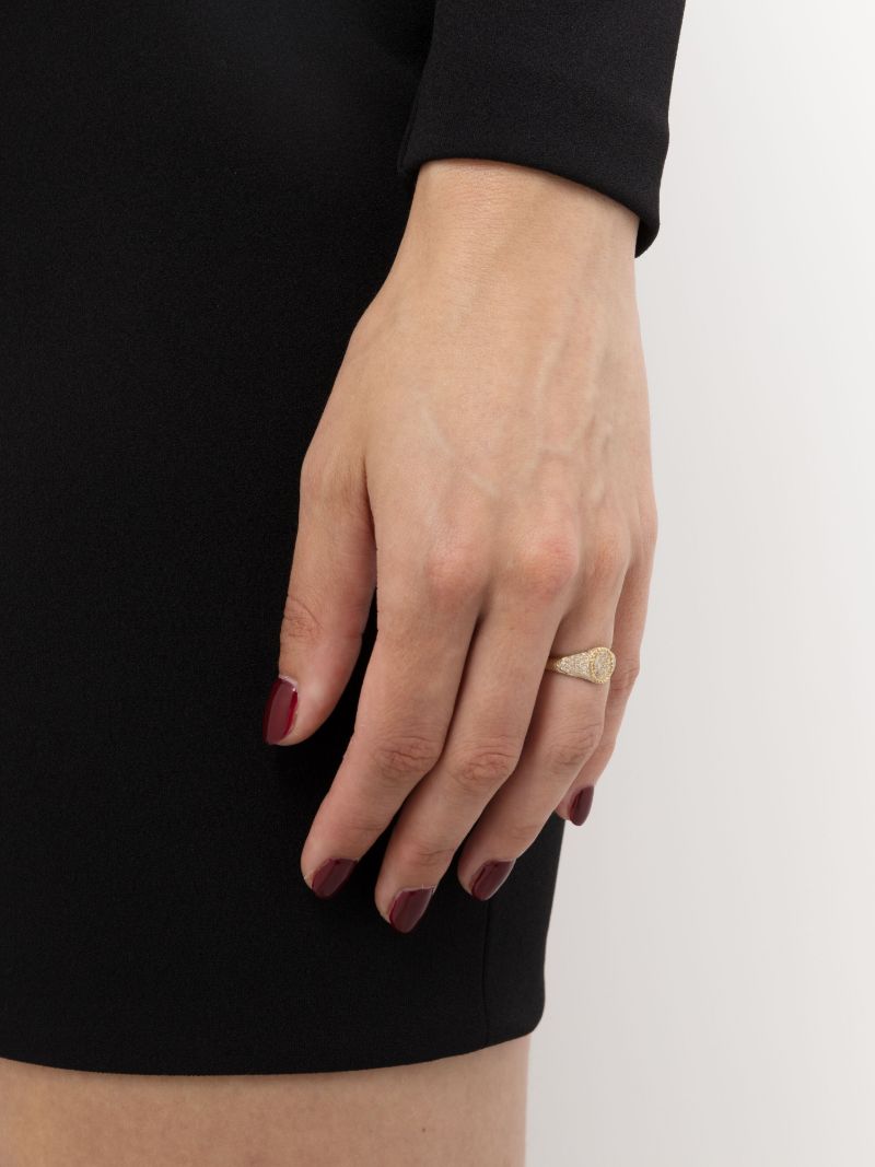 9k Yellow Gold Baby Chevalier Diamond Signet Ring