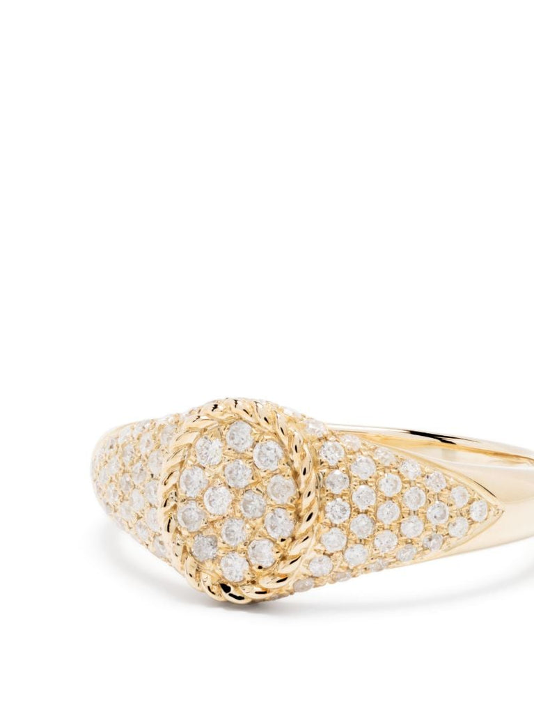9k Yellow Gold Baby Chevalier Diamond Signet Ring