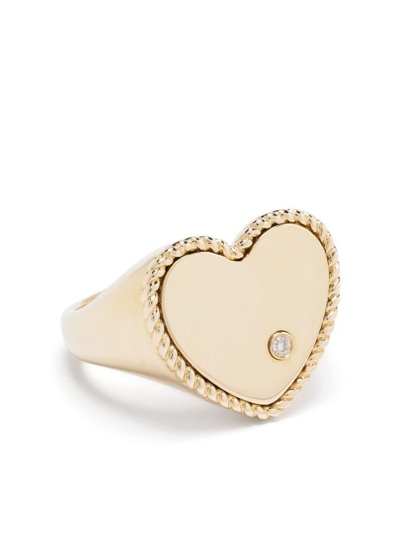 9k Yellow Gold Chevaliere Coeur Diamond Ring