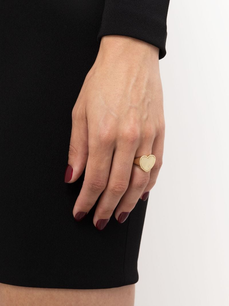 9k Yellow Gold Chevaliere Coeur Diamond Ring