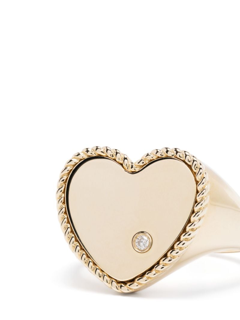9k Yellow Gold Chevaliere Coeur Diamond Ring