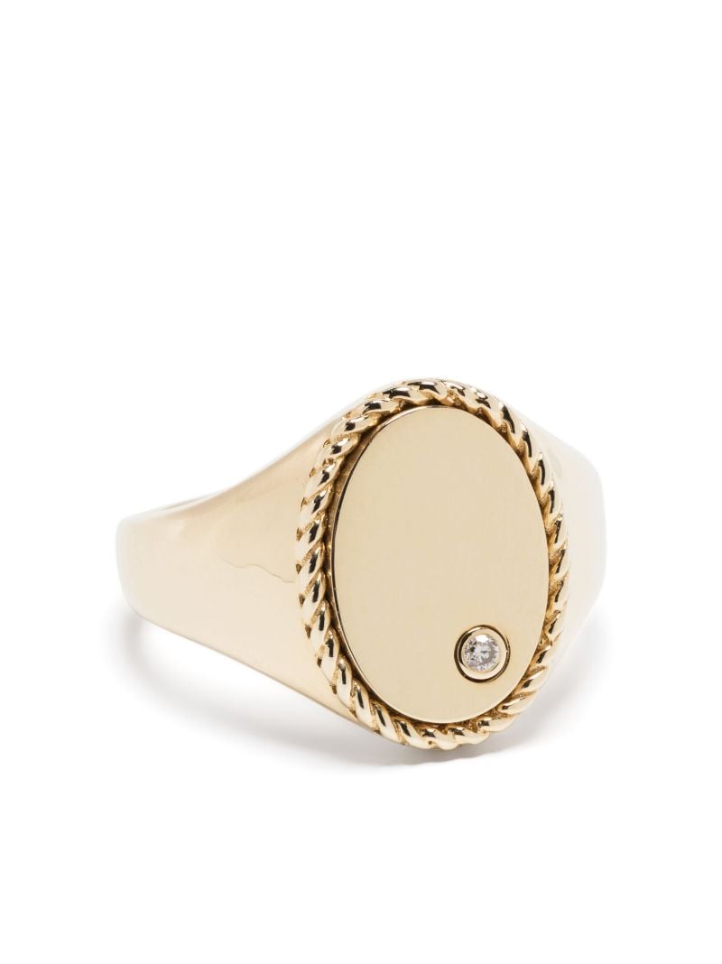 9k Yellow Gold Chevalier Diamond Signet Ring