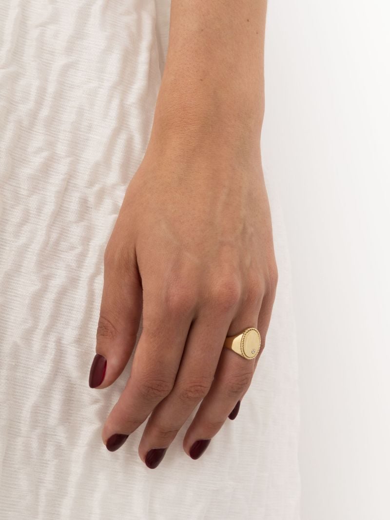 9k Yellow Gold Chevalier Diamond Signet Ring
