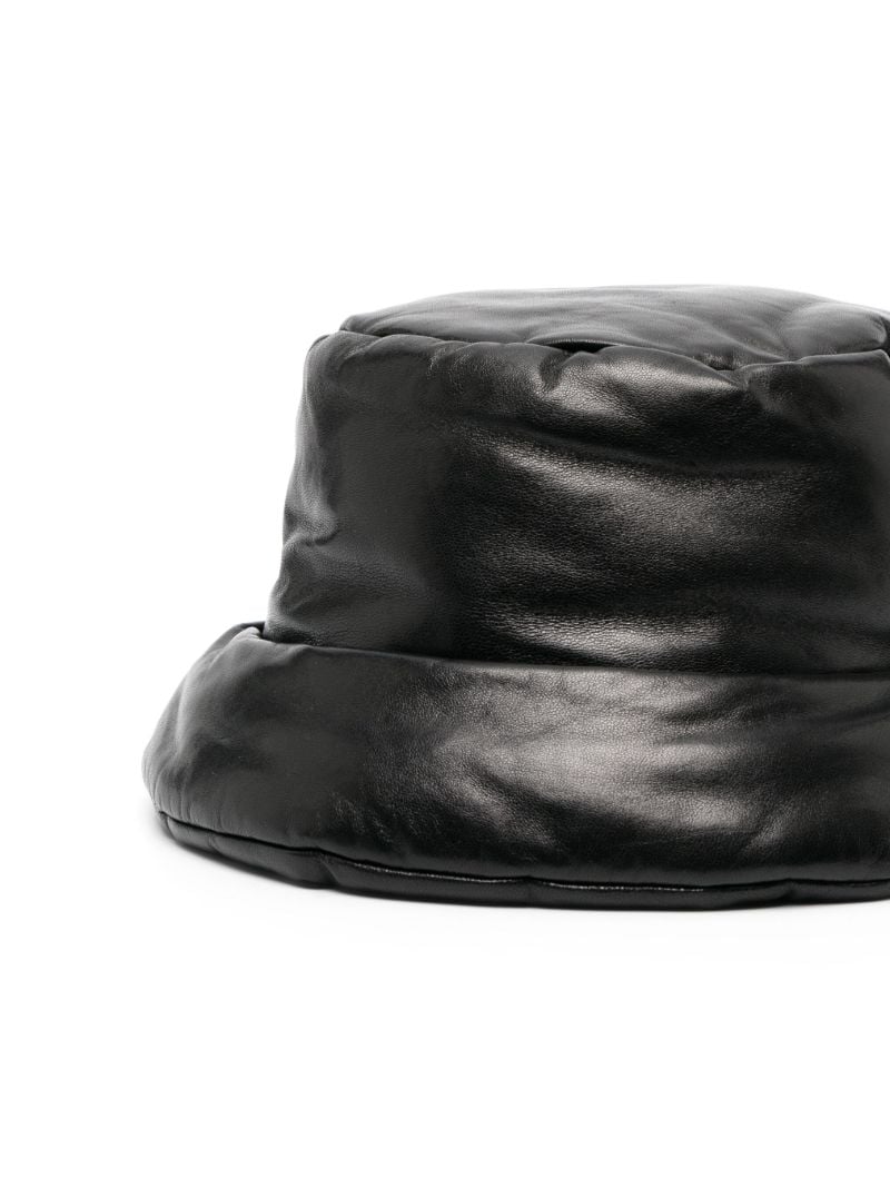 Black Padded Leather Bucket Hat