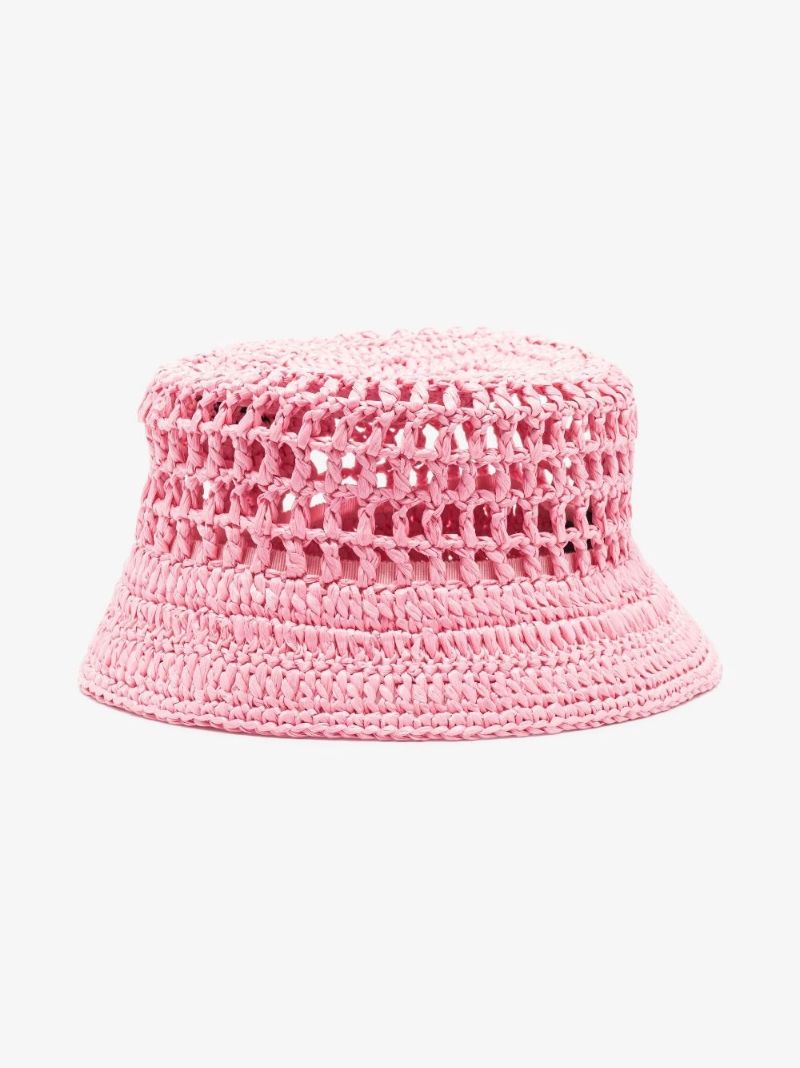 Pink Raffia Bucket Hat