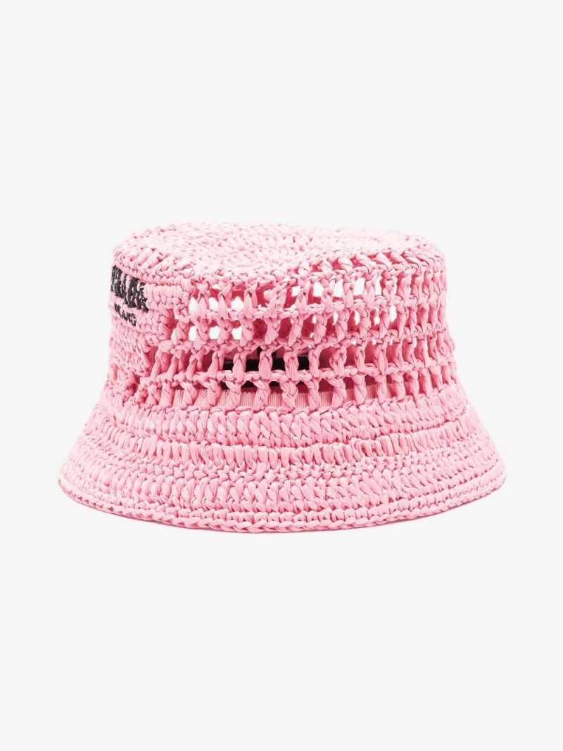 Pink Raffia Bucket Hat