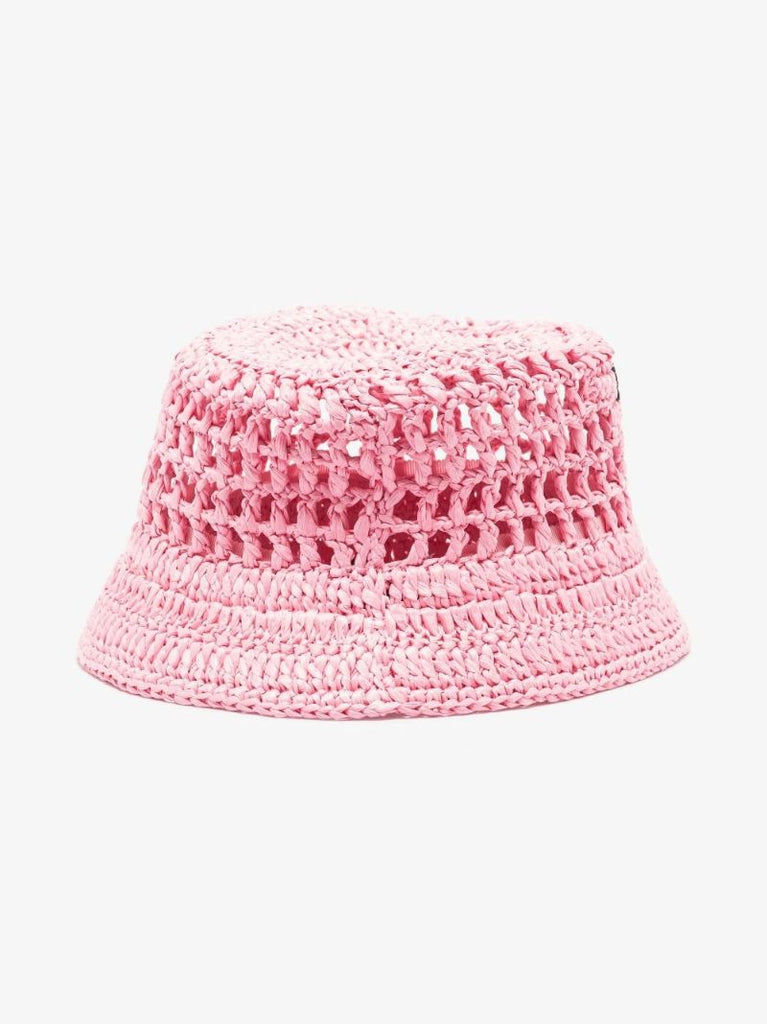 Pink Raffia Bucket Hat