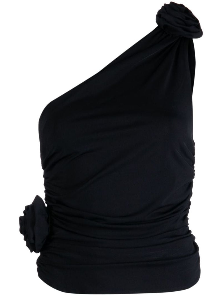 Black Floral-appliquÃ_x0083_Â©d Top