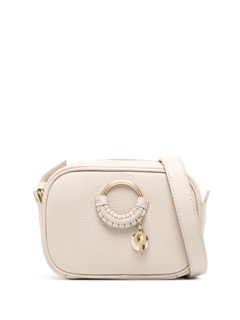 Beige Hana Leather Shoulder Bag
